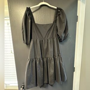Elegant Black Puff Sleeve Dress